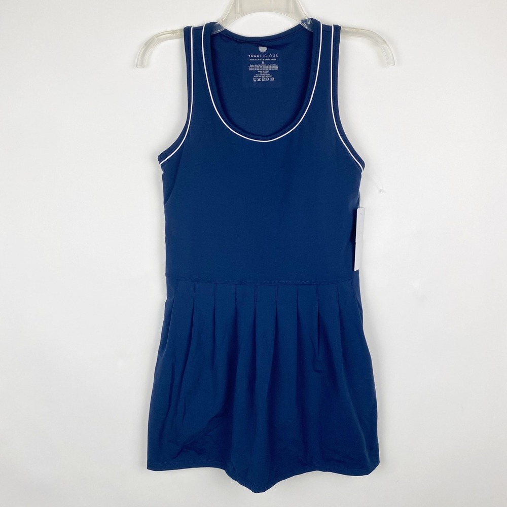 Yogalicious Nudetech Set Swing Pleated Tennis Golf Dress Women M Skort Blue‎ New
